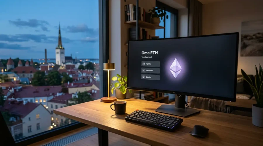 Ethereumi kihlveod Eesti mängija arvutiekraanil 2026. aastal